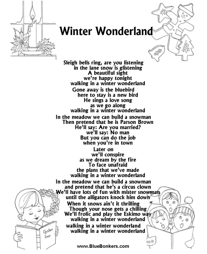 Christmas Carol Lyrics - WINTER WONDERLAND 